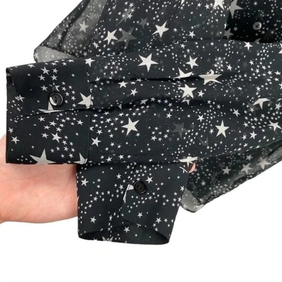 Sheer Stars Black & White Button Down Top - Picture 2 of 5